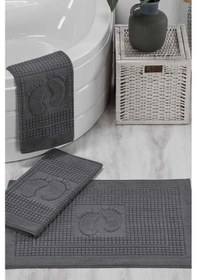 Resim 3 Lü Banyo Ayak Havlusu &amp 37 100 Pamuklu 50x70 Cm Antrasit Çok Renkli 