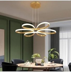 Resim Lambadar Papatya Model Sarkıt Modern Led Beyaz Işık Ultra Power Led Avize Salon Mutfak Oda Hol Ledli Avize Gold Tek Ebat 45 X 45 0008-Papatya-Gold-Sarkit 