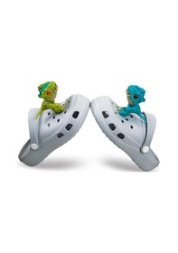 Resim Denokids Erkek Çocuk Terlik Cross Bantlı Gri 3d Dinozor Plaj Günlük Terlik Renkli 