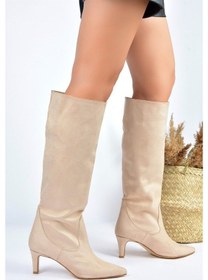 Resim Fox Shoes Ten Süet Kısa Topuklu Kadın Çizme L882870402 