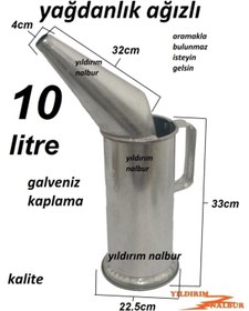 Resim Yıldırım Yağdanlık 10 Litrelik Ağızlı Ağızlı Kocaman 10luk Büyük Boylu Çift Sap Aktarma Kabı Hunili Metal 