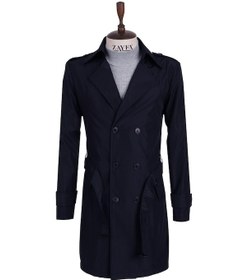 Resim Zyf Lacivert Kruvaze Erkek Trençkot 