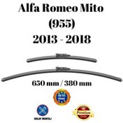 Resim Alfa Romeo Mito 955 2013 2014 2015 2016 2017 2018 Uyumlu Ön Cam Muz Tipi Silecek Süpürgesi Seti 650/380mm Silbak 
