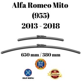 Resim Alfa Romeo Mito 955 2013 2014 2015 2016 2017 2018 Uyumlu Ön Cam Muz Tipi Silecek Süpürgesi Seti 650/380mm Silbak 