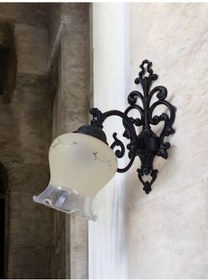 Resim Çicek Kol Aplik Siyah Statik Boyalı Mat Somon Camlı Bal - Siyah 