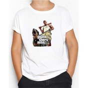 Resim Grand Theft Auto Five Dog And Man Beyaz Çocuk Tişört Beyaz 