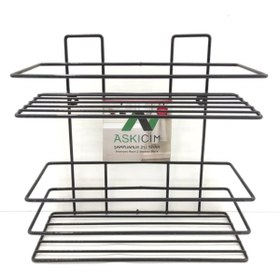 Resim 5DM 2 Katlı Siyah Metal Şampuanlık - Banyo Rafı 