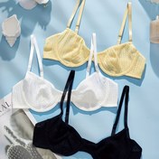 Resim 3'lü Kadın Seksi Yarım Fincan Sütyen Seti - Rahat Balenli Destek, Düz Renk, Ayarlanabilir Askılar, Polyester ve Elastan Karışımı, Dolgusuz 