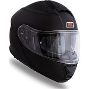 Resim Logic Mat Siyah Çene Açılır Kask Güneş Vizörlü C2 Mat Siyah 