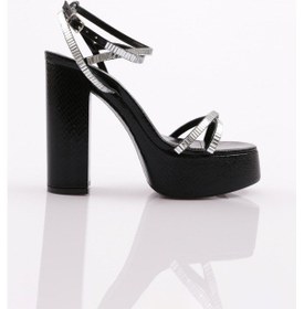 Resim Dgn 27 Kadın Taş Şeritli Topuklu Ayakkabı 27-2125-R145509 Siyah 