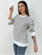Resim Sara Gok Kadın Çizgili Sweatshirt 190224507 Beyaz 