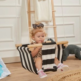 Resim Ahşap Bebek Salıncağı – Siyah 