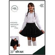 Resim Mykonos Etek Siyah Içte Sabit Şortlu Yüksek Bel Likralı Bürümcük Kumaş Skirt With Shorts 4104 Siyah 