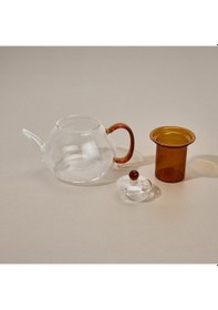 Resim Tohanaa Borosilikat Cam Bitki Çayı Demliği - Şeffaf / Turuncu - 900 Ml Renkli 