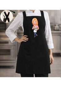 Resim Bk Gift Kişiye Özel Karikatürlü Çapraz Askılı Siyah Mutfak Önlüğü - 5, Aşçı Önlüğü, Şef Önlüğü, Anneye Hediye Kobitmeyencom35915 Bk Gift Renkli 