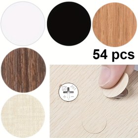 Resim 54 adet Kendinden Yapışkanlı Vidalı Delik Kapakları - Mobilya, Dolaplar, Duvarlar için PVC Toz Geçirmez Etiketler - Çok Renkli Ahşap Taneli Dekoratif Kapaklar, Kendinden Yapışkanlı Vidalı Delik Etiketleri, Kolay Kurulum ve Nem Geçirmez 