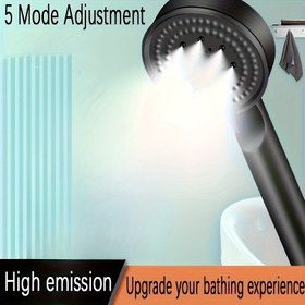 Resim 1 adet 5 Modlu Yüksek Basınçlı Duş Başlığı, 5 Ayarlanabilir Hız ve 5 Sıvı Deseni - Duvar Monteli Tek Başlı Duş Dekoru, Dayanıklı ABS Malzeme ile Modern Duş Deneyimi, Ayarlanabilir Su Akışı, Geliştirilmiş Su Basıncı 