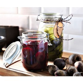 Resim Kapaklı Cam Kavanoz, Cam, 1 Lt 3 Izgara 