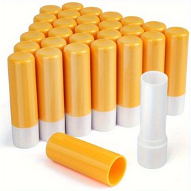 Resim 28 Adet Kokusuz Dudak Balsamı Tüpleri Çıtçıtlı Kapaklı - Sızdırmaz, Yeniden Doldurulabilir ve Kullanılabilir 4g/0.14oz Dayanıklı Sarı Kaplar, Lekeleri Gizleyen - Seyahat Dostu & Yüksek Kalite 