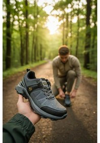 Resim Enoch Erkek Outdoor Trekking Ayakkabısı - Kaymaz Taban Yürüyüş Botu Füme 