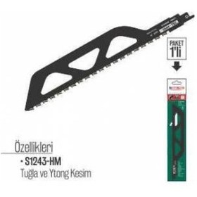 Resim Bay-Tec Tuğla ve Ytong Tilki Kuyruğu Ucu Kılıç Testere Ucu 305 MM 