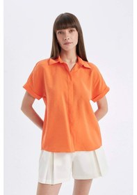 Resim DeFacto Oversize Geniş Kalıp Kısa Kollu Gömlek D3068AX24SMOG191 