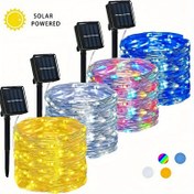 Resim LED Güneş Peri Işıkları Dış Mekan Gümüş Dizili Işıklar, Mod, Noel, Bahçe, Düğün, Parti, Cadılar Bayramı, Bahçe, Ağaç Süslemesi Sıcak Beyaz/renkli/Mavi, Güneş Enerjili Güzel Süsleme 