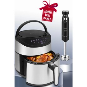 Resim Allians Setli Dokunmatik Airfryer ve El Blenderi, Paslanmaz Çelik, Turbo Ayarlı 