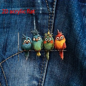 Resim 2D Düz, 4 Renkli Sevimli Kuş Akrilik Broş - Takım Elbiseler, Kazaklar & Daha Fazlası için Hafif Unisex Aksesuar, Eşarp Süsleme, Oyuncu Zanaatkarlık, 2D Düz Tasarım 