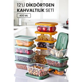 Resim Kitchen Life 12'li Aura Dikdörtgen Saklama Kabı 400 ml - Kahvaltılık Kahvaltı Seti 