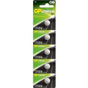Resim Gp CR1216-C5 3V Lityum Düğme Pil 5'li Paket 