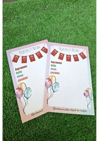 Resim 10 Adet 23 Nisan Hediye Kartı - Lollipop Kartı - 23 Nisan Tebrik Kartı - Özel Kesimli Boş Kart 