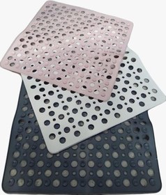 Resim Kare Vantuzlu Banyo Ve Duş Kaydırmazı, Küvet İçi Duşakabin Kaydırmaz Banyo Paspası 54x54cm Gri 