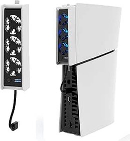 Resim BeisDirect PS5 için soğutma fanı PS5 İnce Soğutucu Fan için LED Işık ve 3.0 USB Bağlantı Noktalı Soğutucu Fan PS5 İnce Disk ve Dijital Sürüm ile Uyumlu, beyaz, Soğutma fanı 