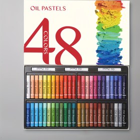 Resim JIESO 48 Renkli Ağır Yağlı Pasteller, Macaron ve Morandi Renk Paletleri ile Klasik Renkler İçerir, 3 Beyaz Çubuk İçerir, Profesyonel Sanat Severleri İçin İdealdir. 