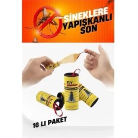 Resim Turk Yapışkanlı Sinek Şeridi Sinek Kapanı 16 Adet 