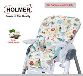 Resim Holmer Organik Mama Sandalyesi Minderi - Kılıfı - Kemer Deliksiz Su Yeşili 