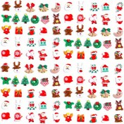 Resim 100 adet Noel Reçine Şans, ABS Düz Arka Süslemeler DIY El Sanatları için, Festif Çeşitli Şekiller Scrapbooking Aksesuarları ve Takı Yapımı için, Çeşitli El Sanatları Reçine Süsler Minyatür Süsler Seti, Noel Baba Kar Adamı Ağaç Çanı Reçine Süsü El Sanatları Yapımı için, Süs Scrapbooking DIY El Sanatları 