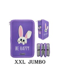 Resim Xl Jumbo Model Sevimli Tavşan Kalem Kutusu Organizer Kalemkutu 3 Bölmeli Kalemlik Mor Mor 