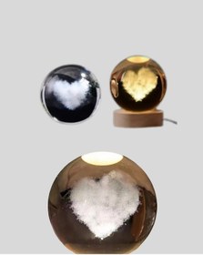 Resim Bfs Kalpli Işıklı Cam Küre Ahşap Standlı Dekoratif Gece Lambası 