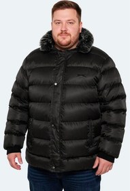 Resim Slazenger HARSHALL Büyük Beden Erkek Kapüşonlu Şişme Siyah Mont & Kaban 