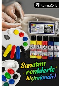 Resim Seramik Kil 500 G + Chalky Akrilik Boya 6 70 Ml Mat Dekoratif B 