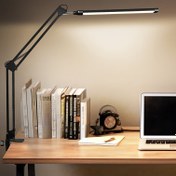 Resim 3 farklı aydınlatma moduna sahip 1 adet LED masa lambası, göz dostu metal sallanan kollu masa lambası kelepçe ile, 10 parlaklık ayarlanabilir kelepçe masa lambası hafıza fonksiyonu ile, katlanabilir USB ayarlanabilir okuma led ışık yan masa lambası çalışma masası lambaları/okuma lambası 