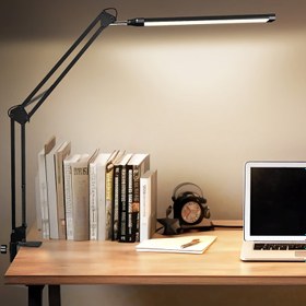 Resim 3 farklı aydınlatma moduna sahip 1 adet LED masa lambası, göz dostu metal sallanan kollu masa lambası kelepçe ile, 10 parlaklık ayarlanabilir kelepçe masa lambası hafıza fonksiyonu ile, katlanabilir USB ayarlanabilir okuma led ışık yan masa lambası çalışma masası lambaları/okuma lambası 