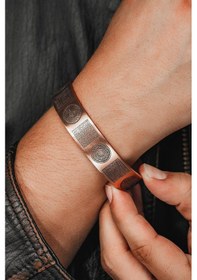 Resim Erkek Bakır Bileklik - Zırh Ve Koruma Duaları Konseptli Erkek Kelepçe Bileklik Rose Gold 