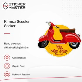 Resim Vespa Uyumlu Kırmızı Scooter Sticker VSP42 - 2 Adet 
