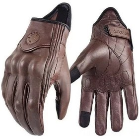 Resim Kosona Suomy Su14 Retro Piel Cabra Motos Eldiveni - Dokunmatik Ekranlı, Kaymazsız, Unisex, Kahverengi Xl 