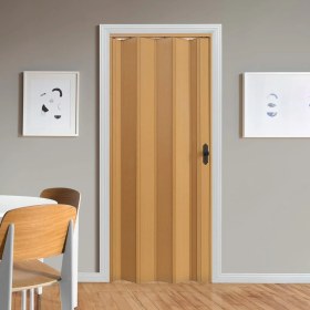 Resim Faran Dekorasyon 72 x 230 Meşe Renk Camsız Pvc Akordiyon Katlanır Kapı - Frnakmodel-109 