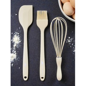 Resim Multiamo Isıya Dayanıklı Silikon Büyük Boy Tatlı-Pasta Hazırlık Seti Sivri Spatula/yumurta Fırçası/çırpıcı 