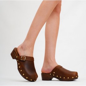 Resim DaphneSandals Hakiki Deri Topuklu Kahve Kadın Terlik - Tk02 